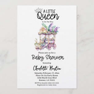 A Little Queen Mardi Gras Float Baby Shower Invitation