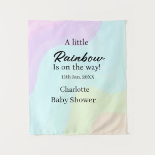 A little rainbow is on its way baby shower name da tapestry