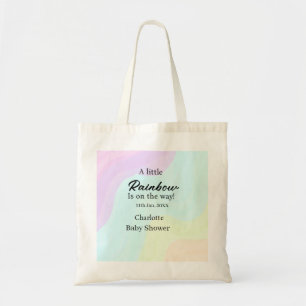 A little rainbow is on its way baby shower name da tote bag