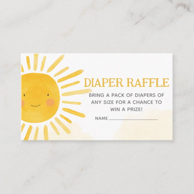 A Little Ray of Sunshine Baby Shower Diaper Raffle Enclosure Card (Front)