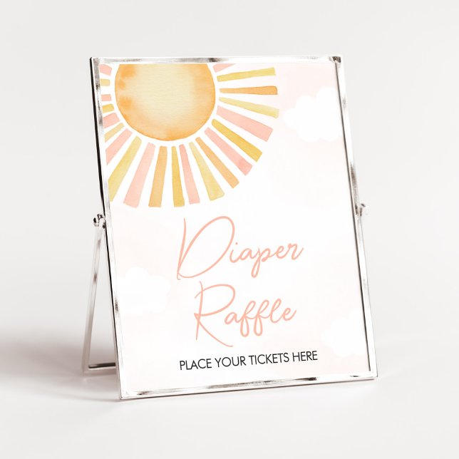 A Little Ray of Sunshine Baby Shower Diaper Raffle Poster (You Are My Sunshine Baby Shower Diaper Raffle Sign)