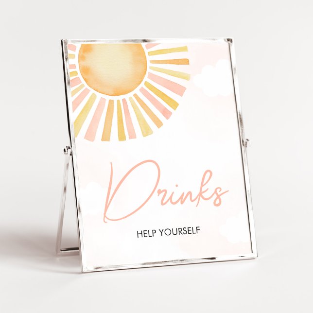 A Little Ray of Sunshine Baby Shower Drinks Poster (You Are My Sunshine Baby Shower Drinks Sign)