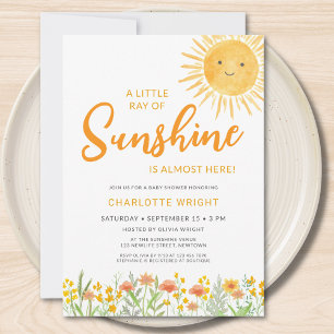 A Little Ray Of Sunshine Baby Shower Invitation