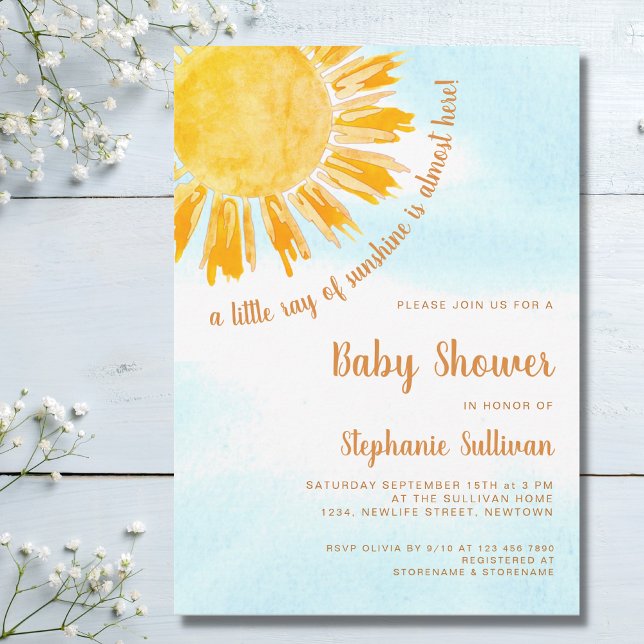 A Little Ray of Sunshine Baby Shower Invitation (Creator Uploaded)