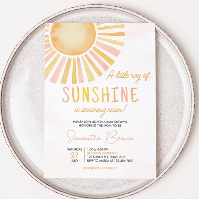 A Little Ray of Sunshine Baby Shower Invitation (You Are My Sunshine Baby Shower Invitation)