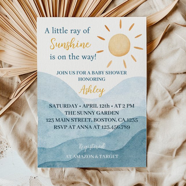 A Little Ray Of Sunshine Baby Shower Invitation (Creator Uploaded)