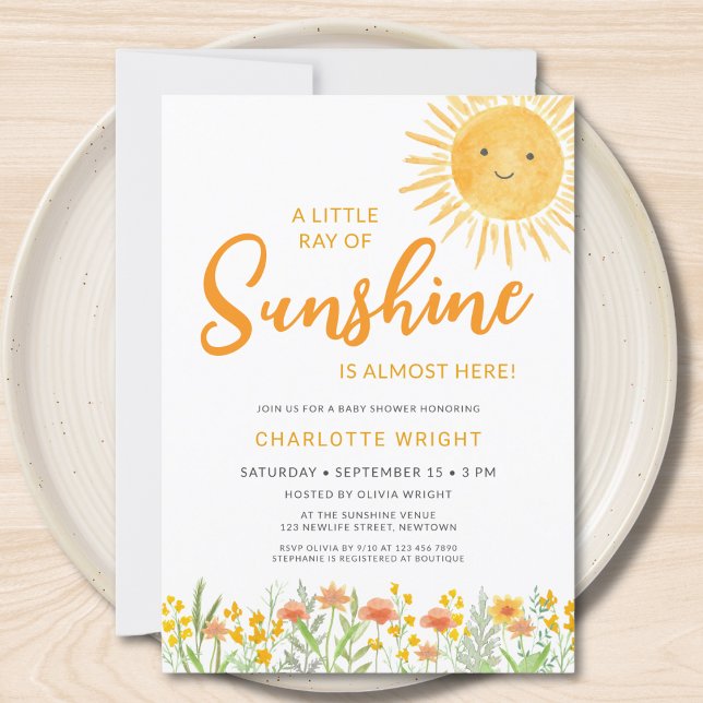 A Little Ray Of Sunshine Baby Shower Invitation (Creator Uploaded)