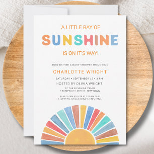 A Little Ray Of Sunshine Baby Shower Invitation