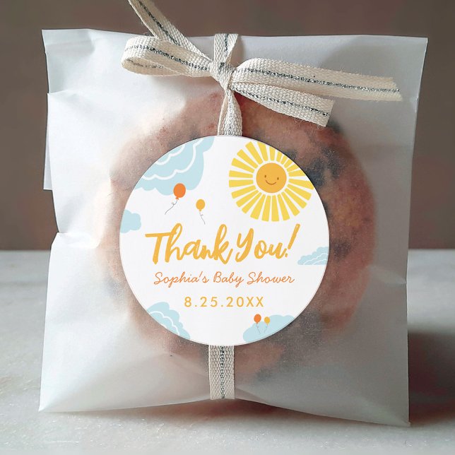 A Little Ray of Sunshine Baby Shower Round Sticker (Creator Uploaded)