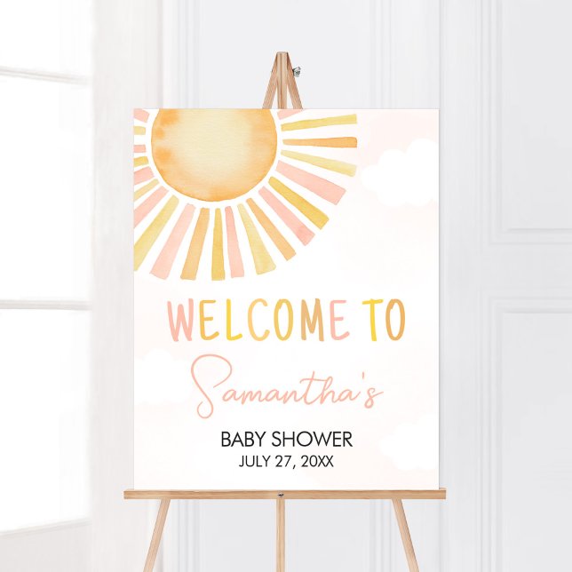 A Little Ray of Sunshine Baby Shower Welcome Poster (You Are My Sunshine Baby Shower Welcome Sign)