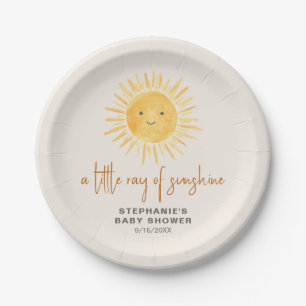 A Little Ray Of Sunshine Boho Baby Shower Paper Pl Paper Plate