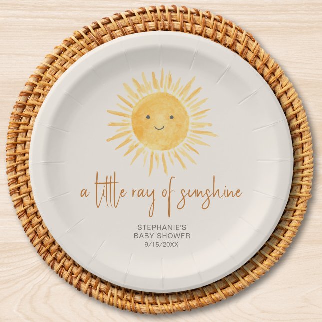 A Little Ray Of Sunshine Boho Baby Shower Paper Plate (Creator Uploaded)