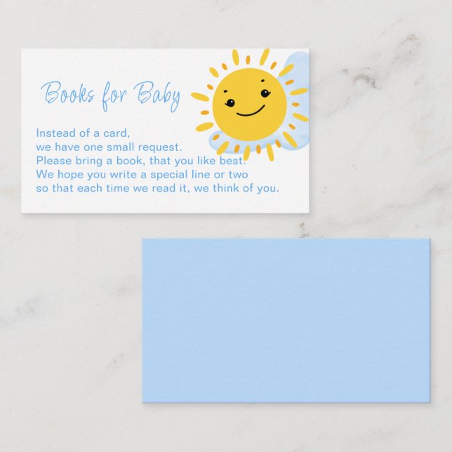 A LITTLE RAY OF SUNSHINE Book Request Enclosure Card (Front/Back)