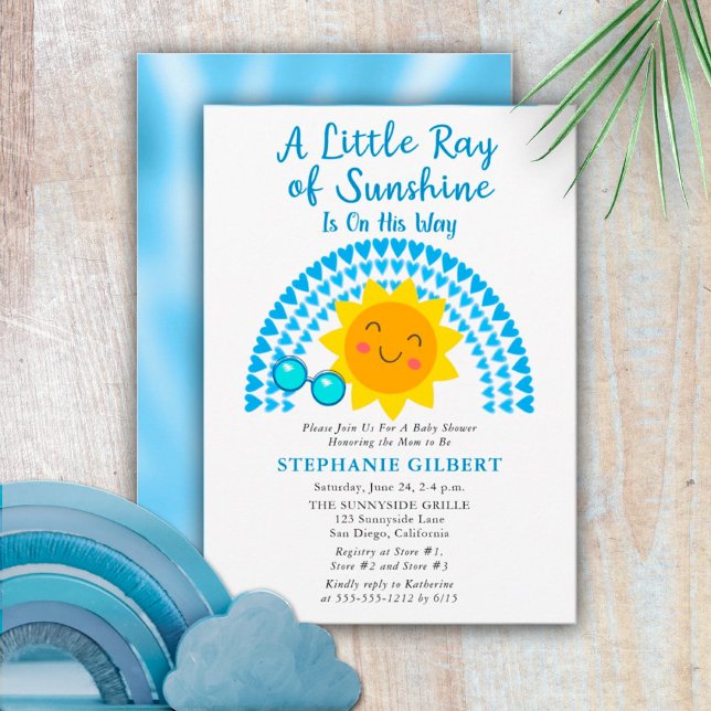 A Little Ray of Sunshine Boy Baby Shower Invitation (Creator Uploaded)