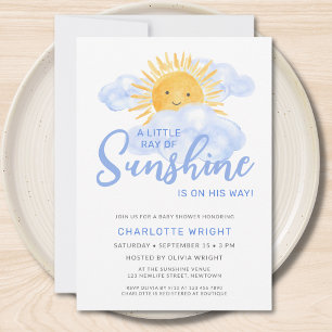 A Little Ray Of Sunshine Boy's Baby Shower Invitation