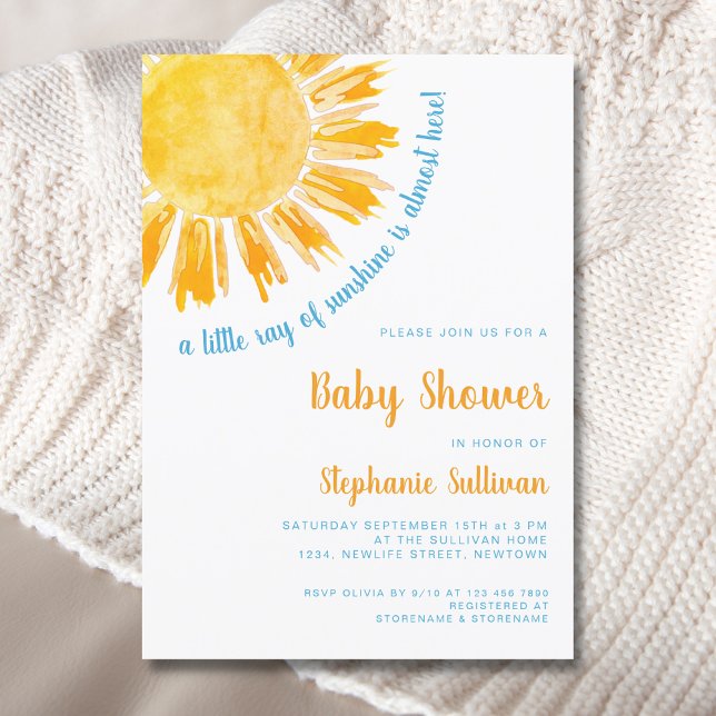 A Little Ray of Sunshine Boy's Baby Shower Invitation (Creator Uploaded)
