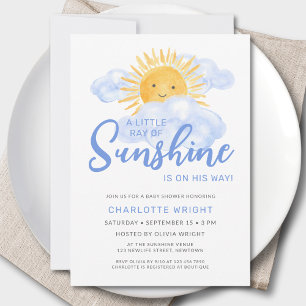 A Little Ray Of Sunshine Boy's Baby Shower Invitation