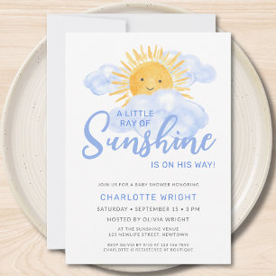 A Little Ray Of Sunshine Boy's Baby Shower Invitation