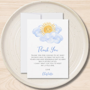A Little Ray Of Sunshine Boy's Baby Shower Thank You Card