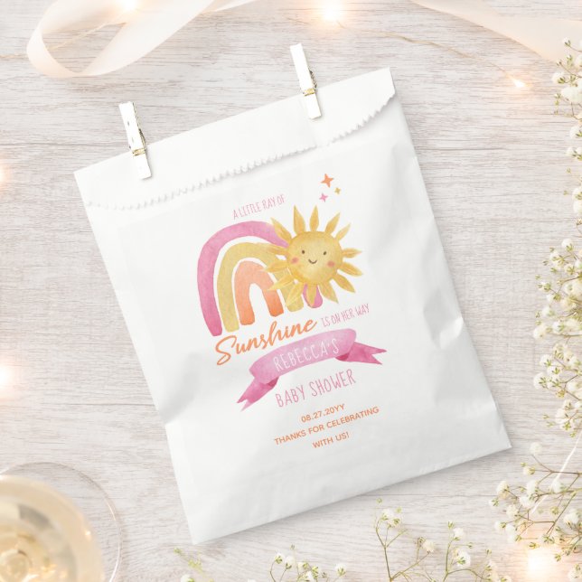 A Little Ray of Sunshine Girl Baby Shower  Favour Bags (Clipped)