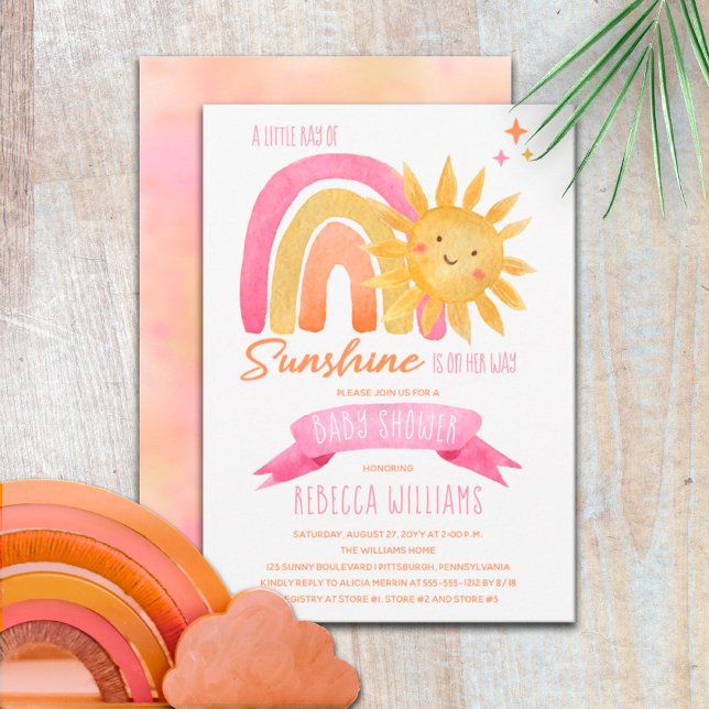 A Little Ray of Sunshine Girl Baby Shower Invitation (Creator Uploaded)