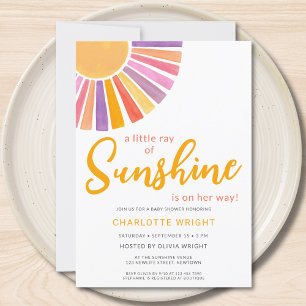 A Little Ray Of Sunshine Girl Baby Shower Invitation