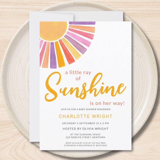 A Little Ray Of Sunshine Girl Baby Shower Invitation (Creator Uploaded)