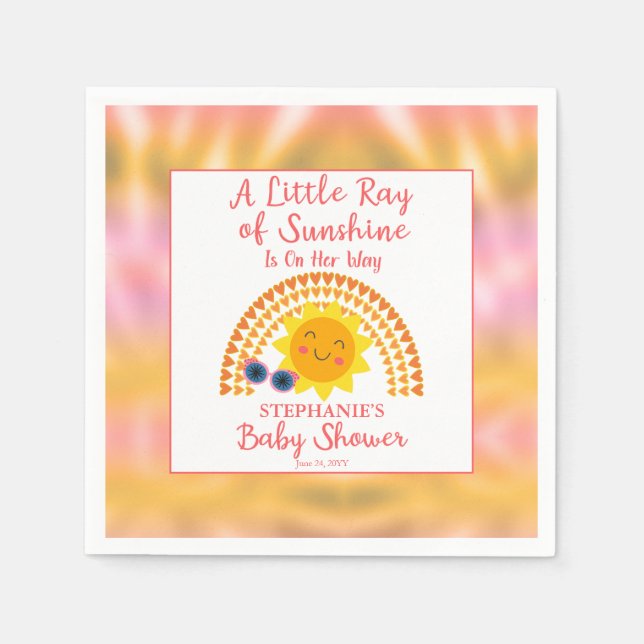 A Little Ray of Sunshine Girl Baby Shower  Napkins (Front)