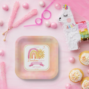 A Little Ray of Sunshine Girl Baby Shower Paper Pl Paper Plate