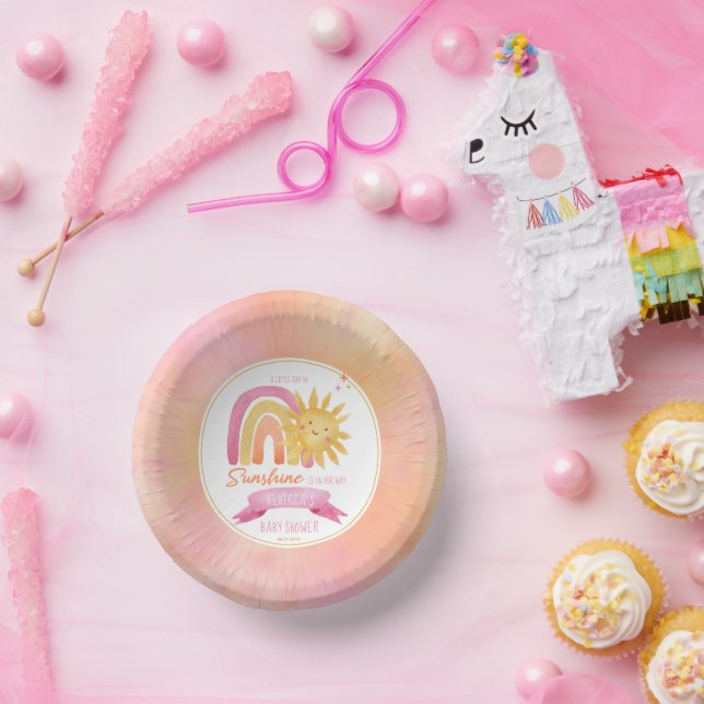 A Little Ray of Sunshine Girl Baby Shower Paper Plate (Party)