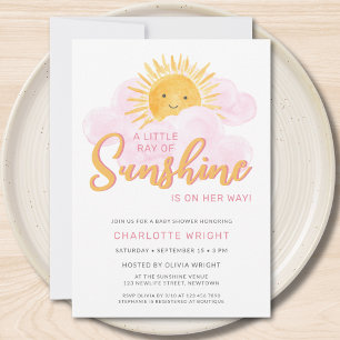 A Little Ray Of Sunshine Girl's Baby Shower Invitation