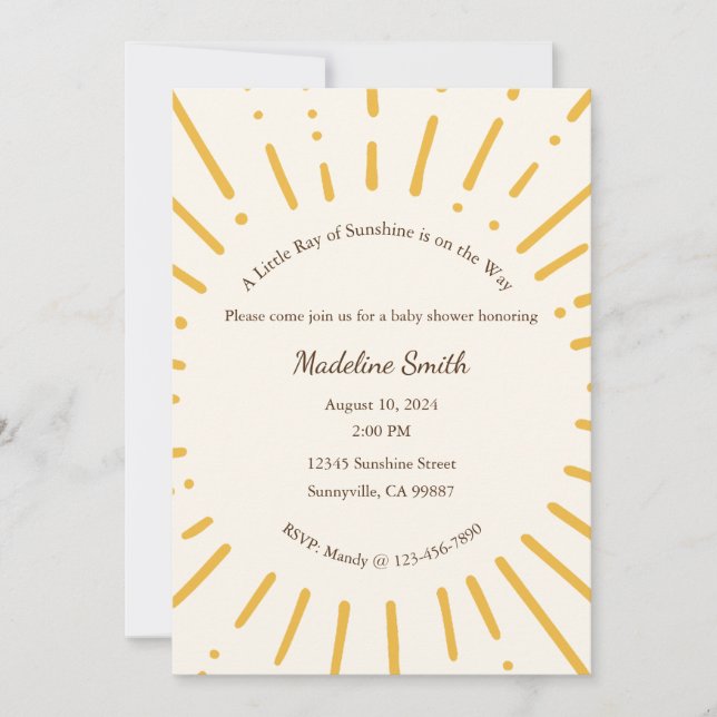 A Little Ray of Sunshine is on the Way Invitation (Front)
