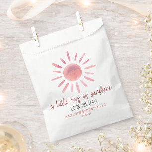 A Little Ray Of Sunshine Pink Sun Baby Shower Favour Bags