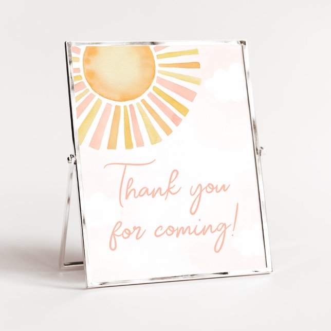 A Little Ray of Sunshine Thank you for Coming Poster (You Are My Sunshine Baby Shower Thank you for Coming Sign)