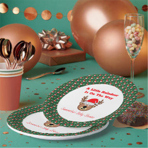 A Little Reindeer Is On The Way Paper Plate