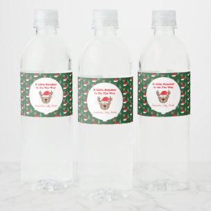 A Little Reindeer Is On The Way Water Bottle Label