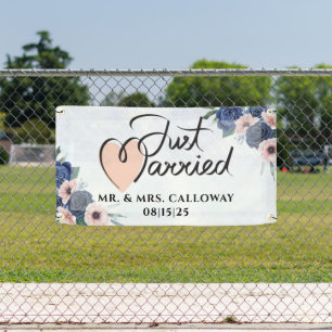 A Little Retro Just Married Car Banner