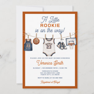 A Little Rookie Basketball Sports Boy Baby Shower Invitation