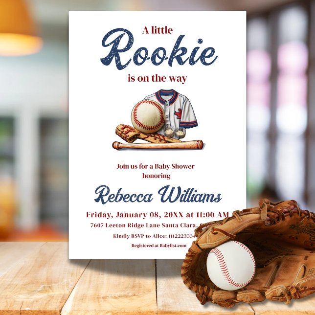 A Little Rookie on the Way - Baseball Baby Shower Invitation (Creator Uploaded)
