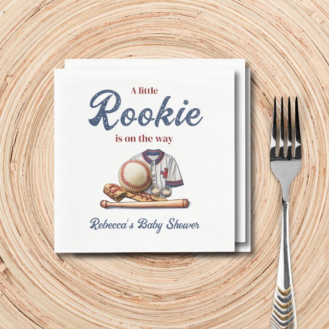 A Little Rookie on the Way - Baseball Baby Shower Napkin (Creator Uploaded)