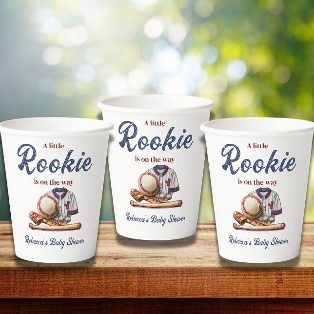 A Little Rookie on the Way - Baseball Baby Shower Paper Cups (Creator Uploaded)