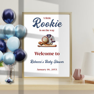 A Little Rookie on the Way - Baseball Baby Shower Poster