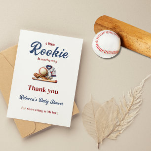 A Little Rookie on the Way - Baseball Baby Shower  Thank You Card