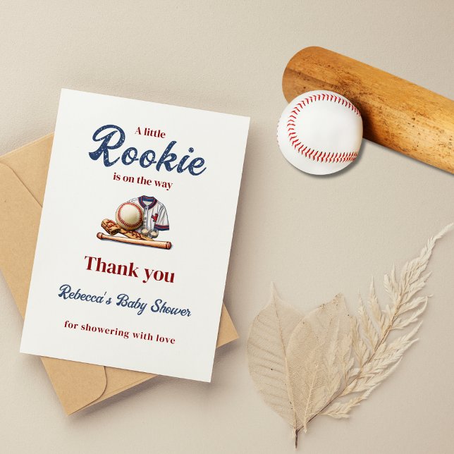 A Little Rookie on the Way - Baseball Baby Shower  Thank You Card (Creator Uploaded)