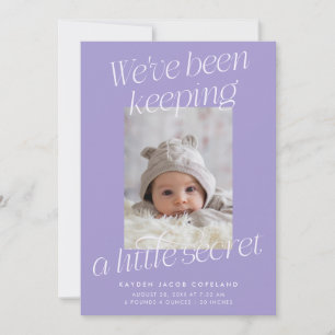 A Little Secret Violet Photo Modern Birth Announcement