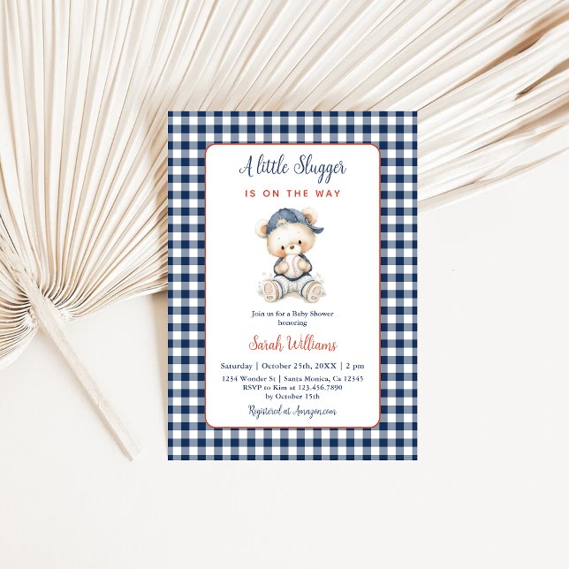 A Little Slugger Baby Shower Boy Invitation (Creator Uploaded)