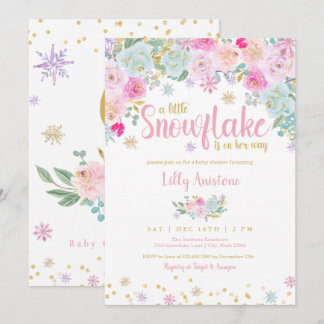 A Little Snowflake Baby Girl Shower Invitation