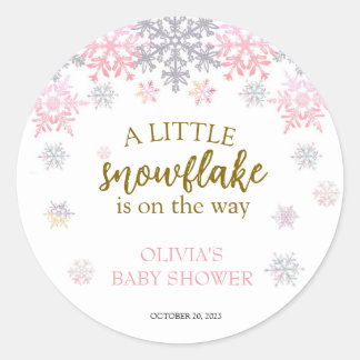 A little Snowflake baby shower Classic Round Sticker