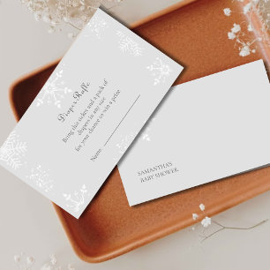 A little Snowflake Baby shower grey Diaper raffle Enclosure Card