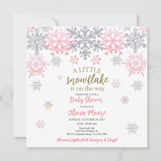 A little Snowflake baby shower invitation (Front)